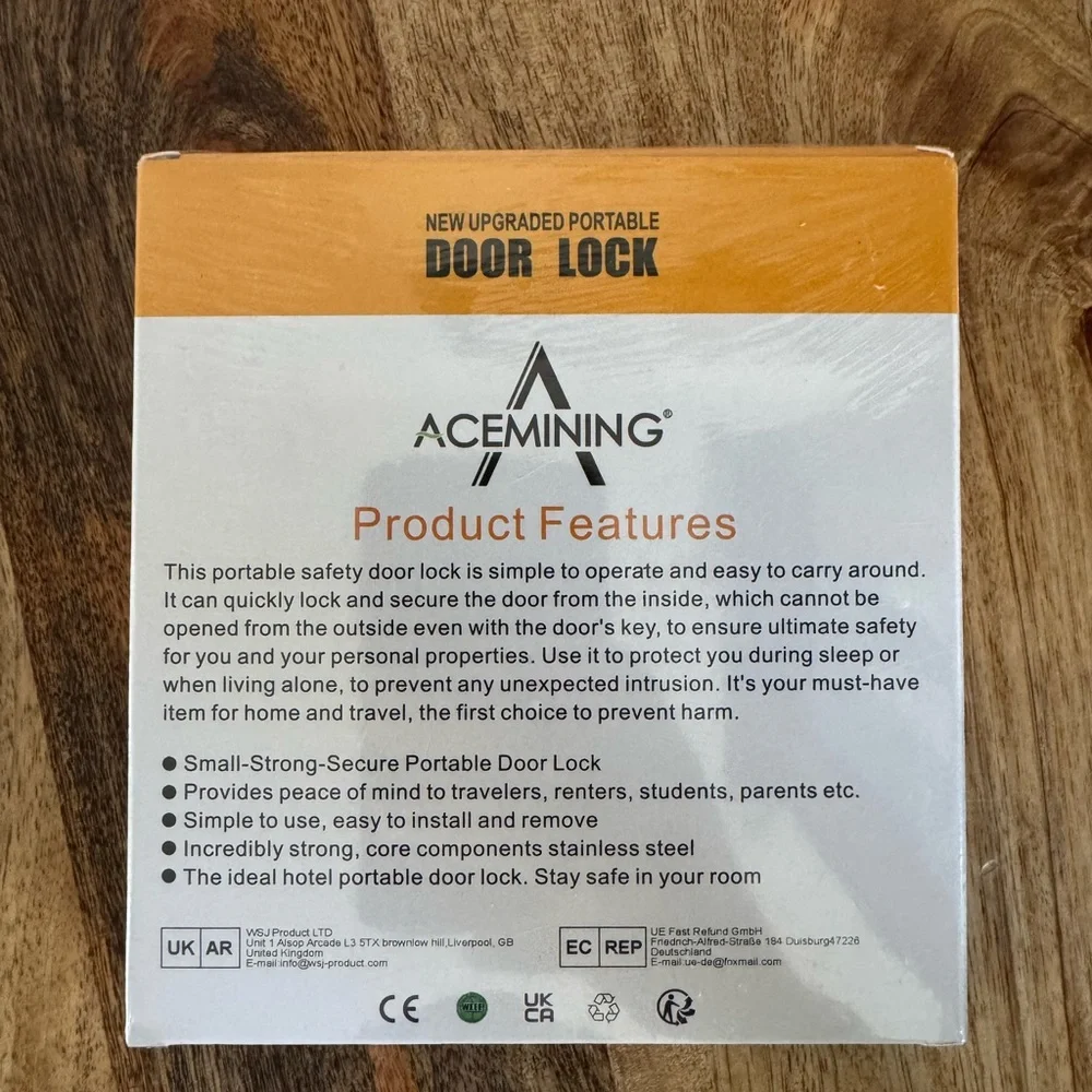 Acemi Portable Door Lock - Orange and White